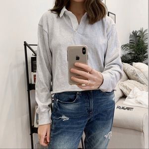 Brandy Melville Grey Collared Top